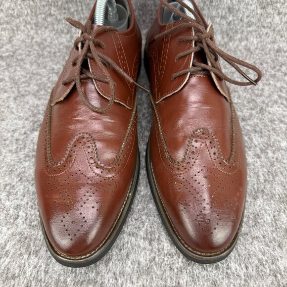 ✅Mens EU 43 Brown Brogue Dress Oxford Shoes Classic Wingtip Lace Up Derby Rubber - Picture 4 of 12